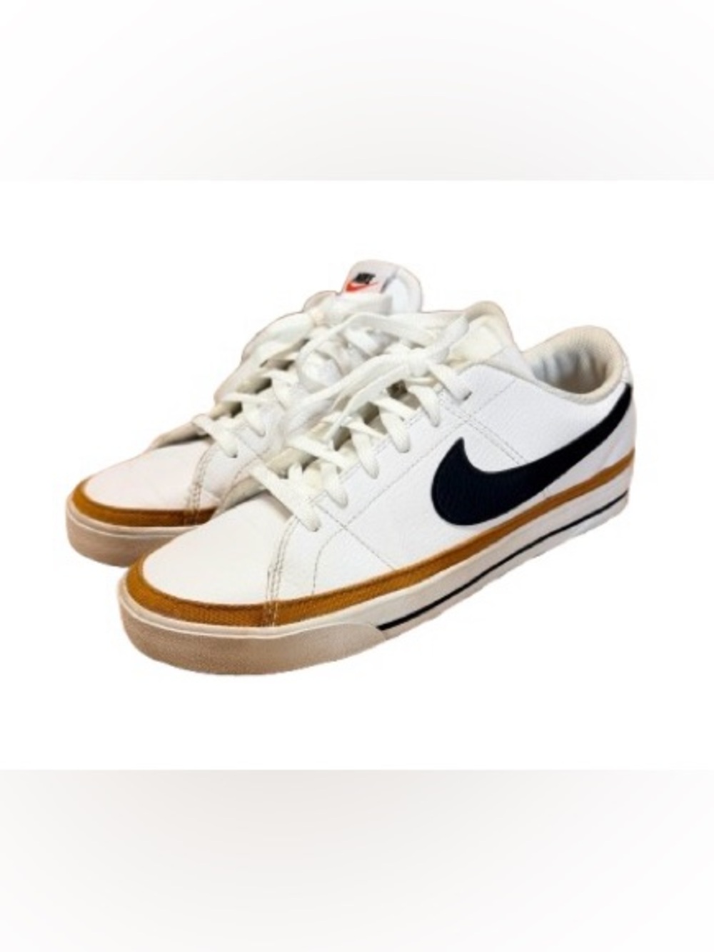 Nike Court Legacy Next Nature White Black Desert Ochre Leather Sneakers M Size 8